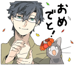 Silver cat&Japanese Boy sticker #15076633