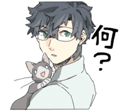 Silver cat&Japanese Boy sticker #15076634