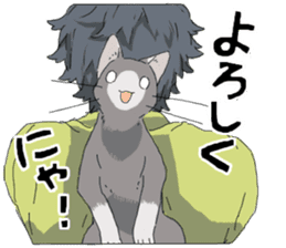 Silver cat&Japanese Boy sticker #15076637