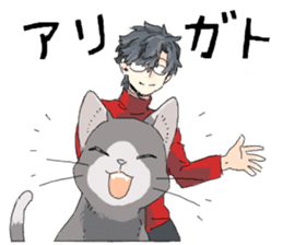 Silver cat&Japanese Boy sticker #15076639