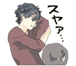 Silver cat&Japanese Boy sticker #15076643