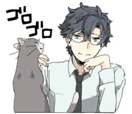 Silver cat&Japanese Boy sticker #15076646