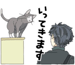 Silver cat&Japanese Boy sticker #15076650