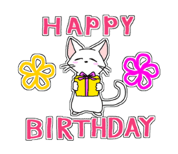 White cats "Mee" and happy friends sticker #15078524