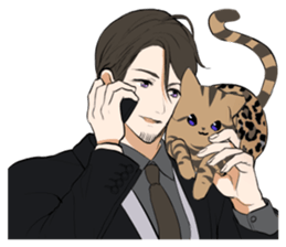 Leopard cat&Japanese Boy sticker #15079382