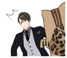 Leopard cat&Japanese Boy sticker #15079383