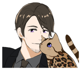 Leopard cat&Japanese Boy sticker #15079395