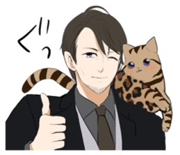 Leopard cat&Japanese Boy sticker #15079410
