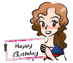 high school girl wish you happy birthday sticker #15081516