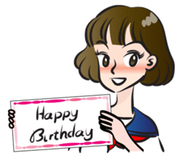 high school girl wish you happy birthday sticker #15081517