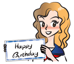 high school girl wish you happy birthday sticker #15081518