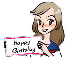 high school girl wish you happy birthday sticker #15081519