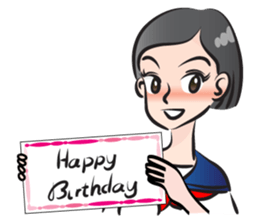 high school girl wish you happy birthday sticker #15081520