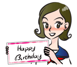 high school girl wish you happy birthday sticker #15081522