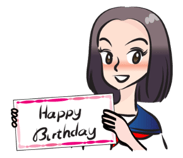 high school girl wish you happy birthday sticker #15081524