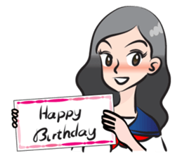 high school girl wish you happy birthday sticker #15081525