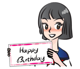 high school girl wish you happy birthday sticker #15081526