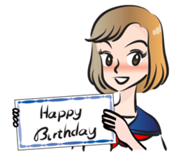 high school girl wish you happy birthday sticker #15081527