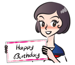 high school girl wish you happy birthday sticker #15081528
