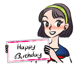 high school girl wish you happy birthday sticker #15081529