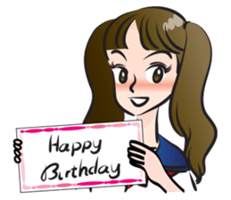 high school girl wish you happy birthday sticker #15081530