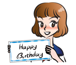 high school girl wish you happy birthday sticker #15081531