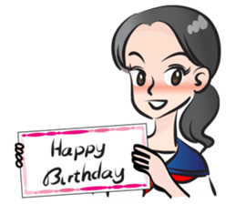 high school girl wish you happy birthday sticker #15081532