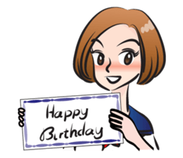 high school girl wish you happy birthday sticker #15081533