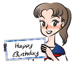 high school girl wish you happy birthday sticker #15081534