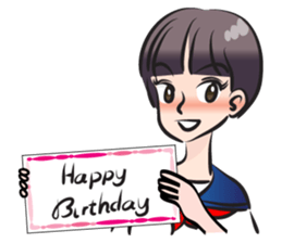 high school girl wish you happy birthday sticker #15081535
