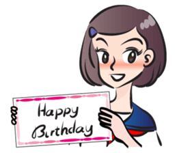 high school girl wish you happy birthday sticker #15081536
