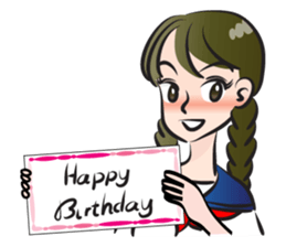high school girl wish you happy birthday sticker #15081537