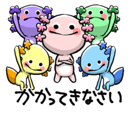 Cute Pink Axolotl By Furu Sticker