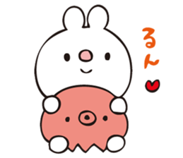rabbit and octopus3 sticker #15088396