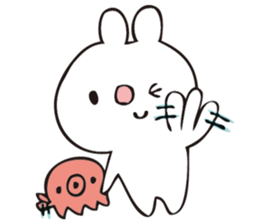 rabbit and octopus3 sticker #15088399