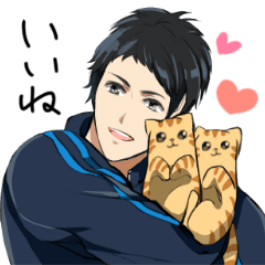 Red tabby cat&Japanese Boy