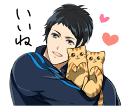 Red tabby cat&Japanese Boy sticker #15093164