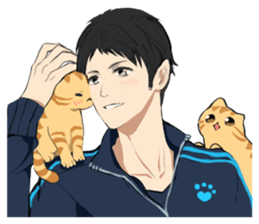 Red tabby cat&Japanese Boy sticker #15093169