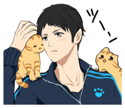 Red tabby cat&Japanese Boy sticker #15093170