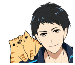 Red tabby cat&Japanese Boy sticker #15093171