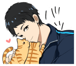 Red tabby cat&Japanese Boy sticker #15093173