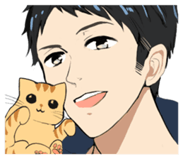 Red tabby cat&Japanese Boy sticker #15093177