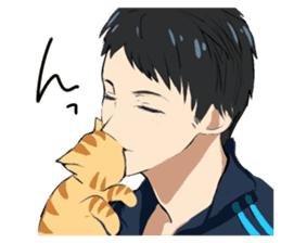 Red tabby cat&Japanese Boy sticker #15093178