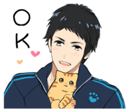 Red tabby cat&Japanese Boy sticker #15093181