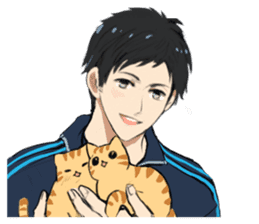 Red tabby cat&Japanese Boy sticker #15093182