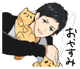 Red tabby cat&Japanese Boy sticker #15093184