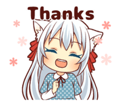 Fluffy white cat girl animated sticker #15129007