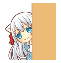 Fluffy white cat girl animated sticker #15129009