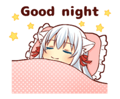 Fluffy white cat girl animated sticker #15129011