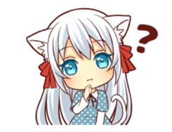 Fluffy white cat girl animated sticker #15129012